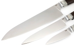 Комплект из 3-х кухонный ножей кованая сталь Х12МФ рукоять вставка акрил белый, венге - Комплект из 3-х кухонный ножей кованая сталь Х12МФ рукоять вставка акрил белый, венге
