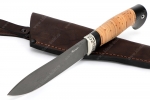 Нож Сафари (булат, рукоять береста, больстер мельхиор) - охотничьи ножи из булатной стали