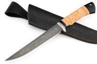 Нож Филейный средний (дамаск, береста)