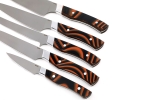 Набор кухонных ножей на подставке К340 G10 черно-оранжевая 5шт. - Набор кухонных ножей на подставке К340 G10 черно-оранжевая 5шт.